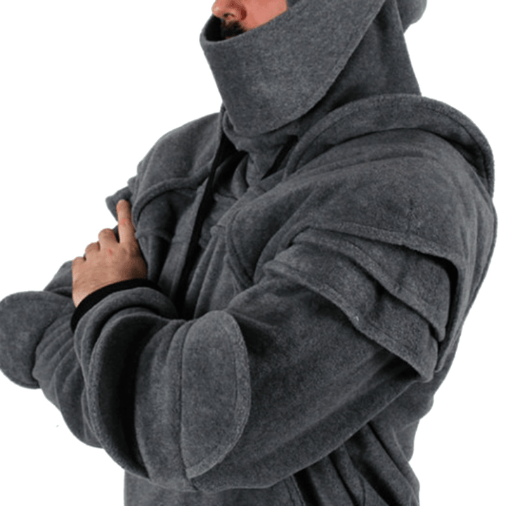 Retro Protective Elbow Mask Knight Hoodies plus Size Drawstring Sweatshirts - MRSLM