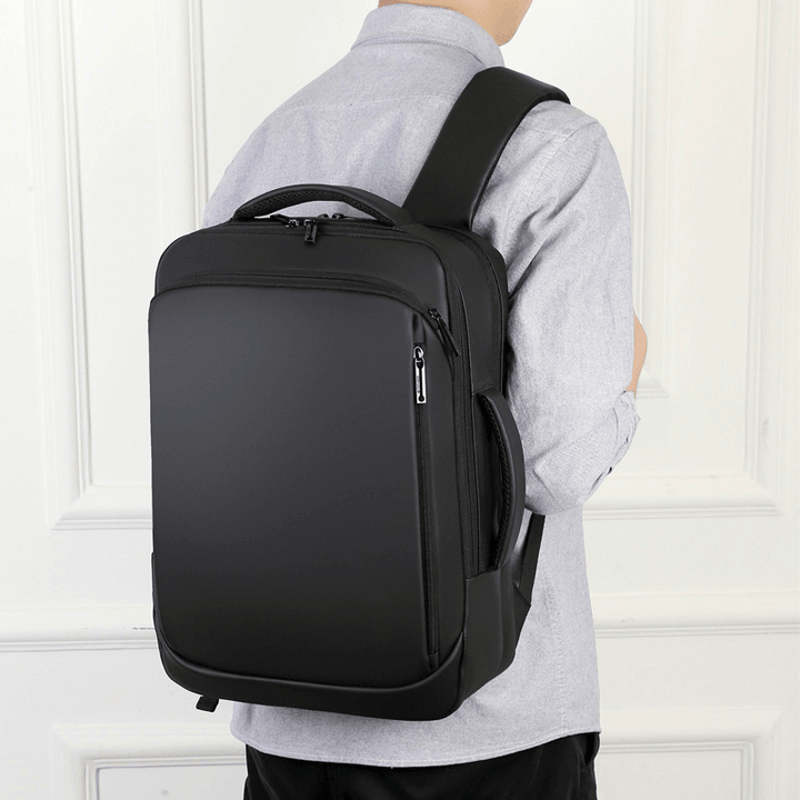 Men Dacron 15.6 Inch USB Charging Multi-Pocket Business Laptop Bag Backpack - MRSLM