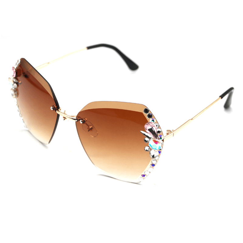 Women'S Rhinestone Frameless Sunglasses - MRSLM