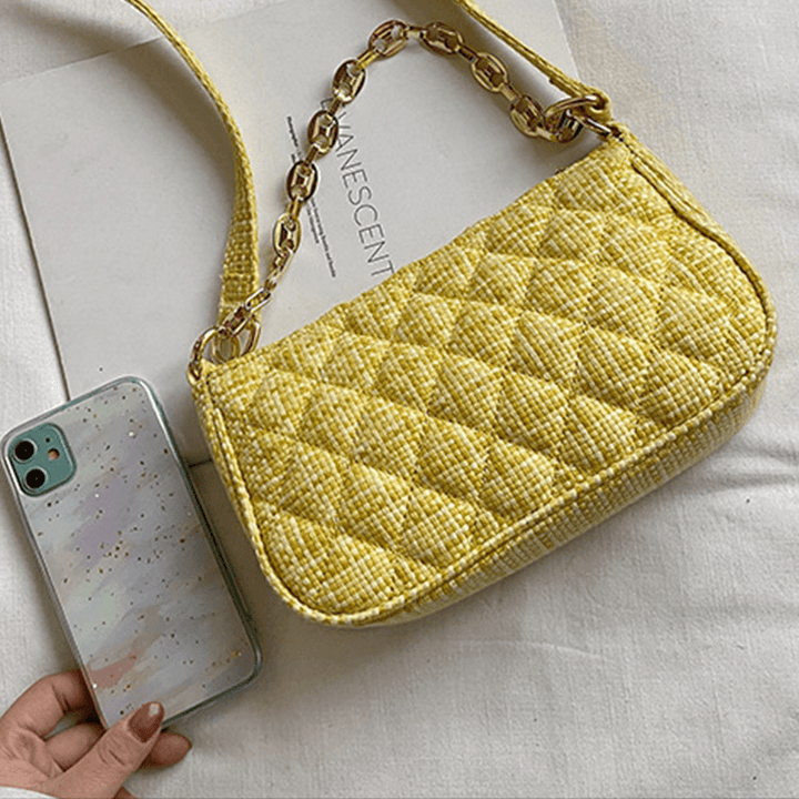 Women Argyle Fashion Chains Casual PU Shoulder Bag - MRSLM