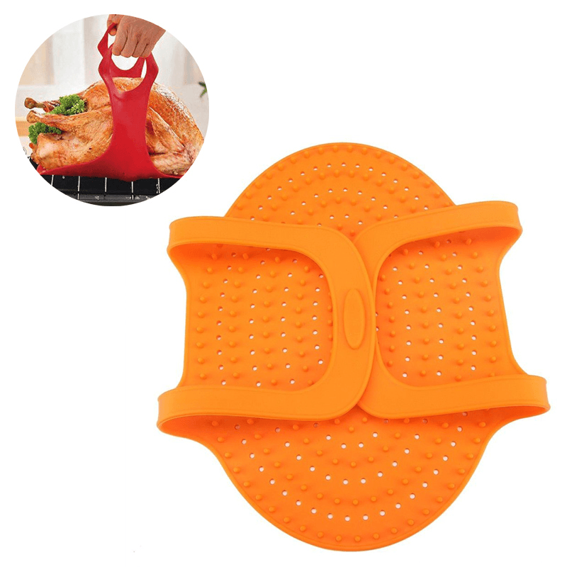 Large Silicone BBQ Mat Heat Resistant Non-Stick Oven Barbeque Meat Pad Turkey Poultry Lifter - MRSLM