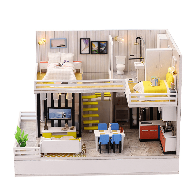 Iiecreate F001 Time Elegant House Handmade DIY Cabin Doll House with Dust Cover Bluetooth Stereo - MRSLM