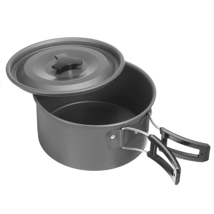 3PCS Camping Pot Cookware Pans Kettle Set Aluminum Alloy Portable Outdoor Camping Fishing Travel - MRSLM