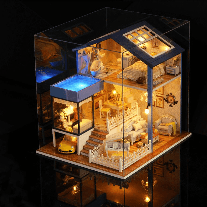 Cuteroom A-061-A Seattle DIY Dollhouse Miniature Model with Light Music Collection Gift Decor - MRSLM