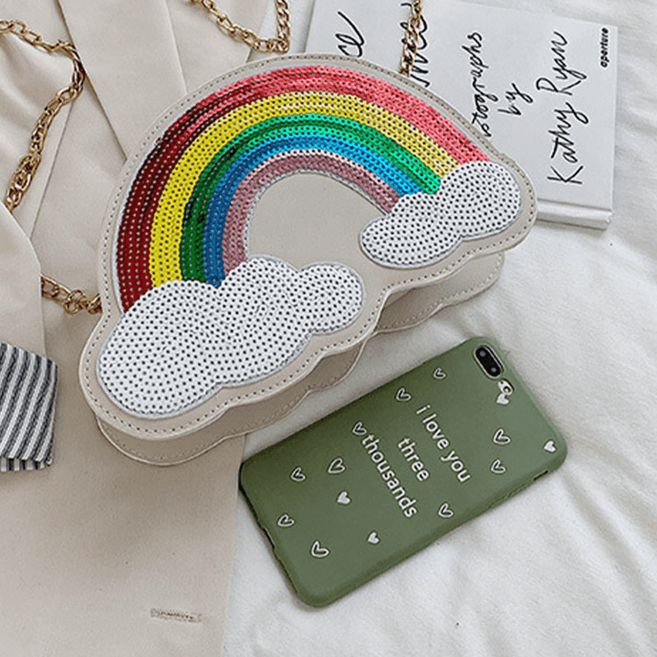 Women Creative Unique Cloud Shape Sequin Contrast Color Funny Shoulder Bag Cross Body Bag - MRSLM