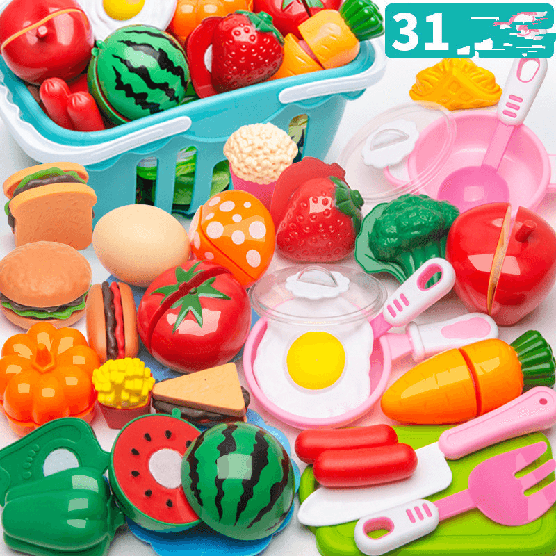 Children'S Cut Fruit and Vegetable Cake Pizza Cut Happy House Boys and Girls Kitchen Table Toy Set - MRSLM