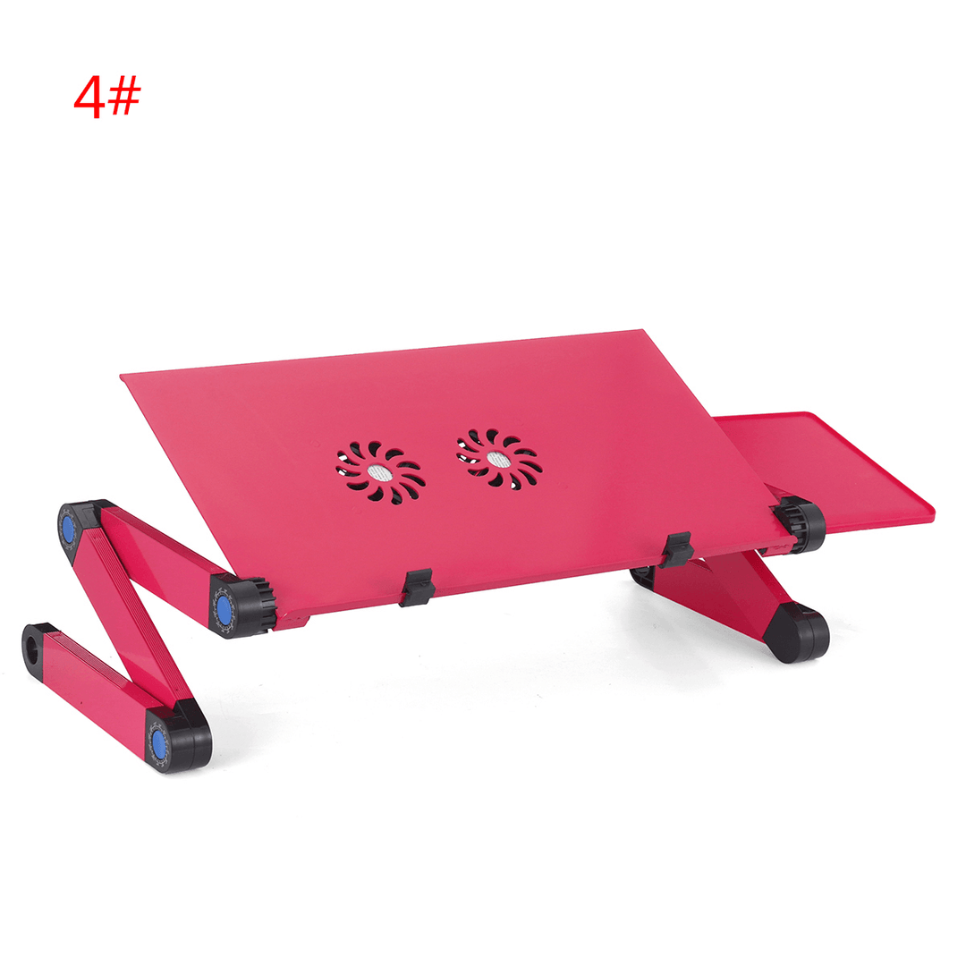 Laptop Desk Aluminum Alloy Folding Computer Notebook Desk Bed Laptop Table with Cooling Stand and Mouse Tray - MRSLM