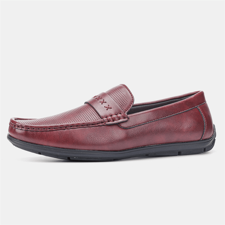 Men Microfiber Leather Breathable Soft Sole Slip on Comfy Vintage Casual Driving Shoes - MRSLM