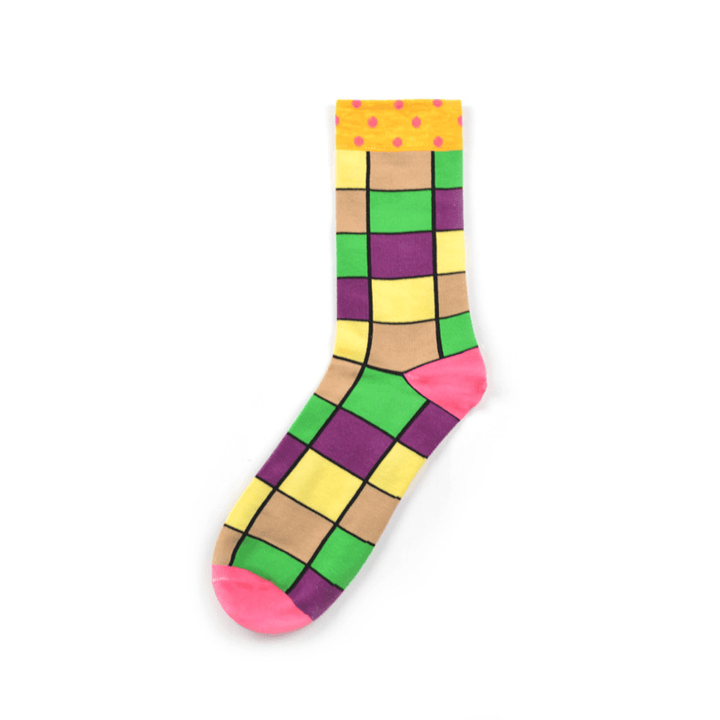 Men'S Street Wild Classic Geometry Striped Cotton Mid-Socks - MRSLM