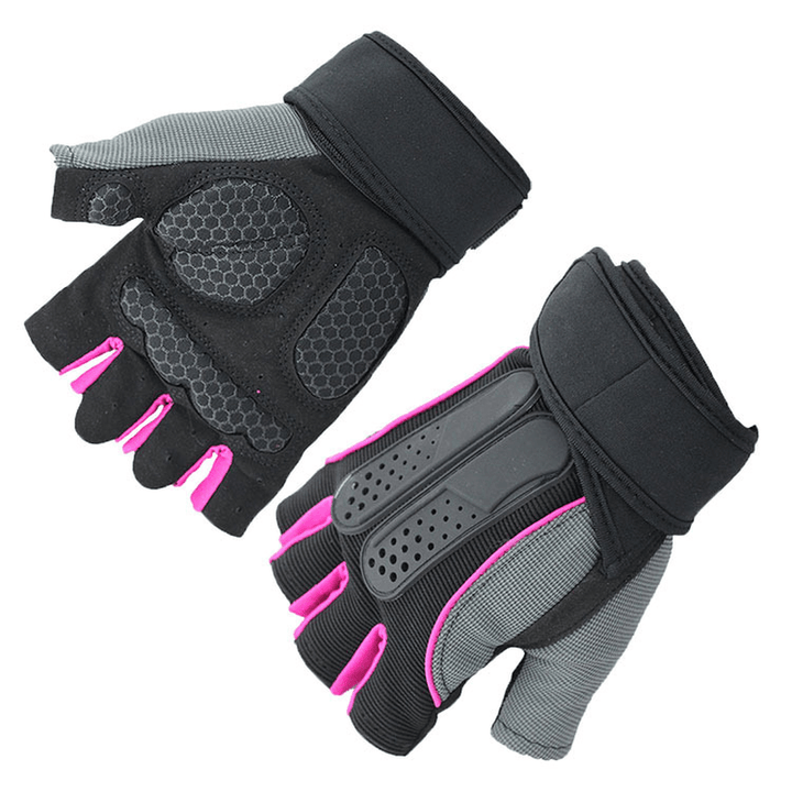 KALOAD 1 Pair Anti-Slip Half Fingers Gloves Outdoor Riding Fitness Sports Exercise Training Gym Gloves - MRSLM