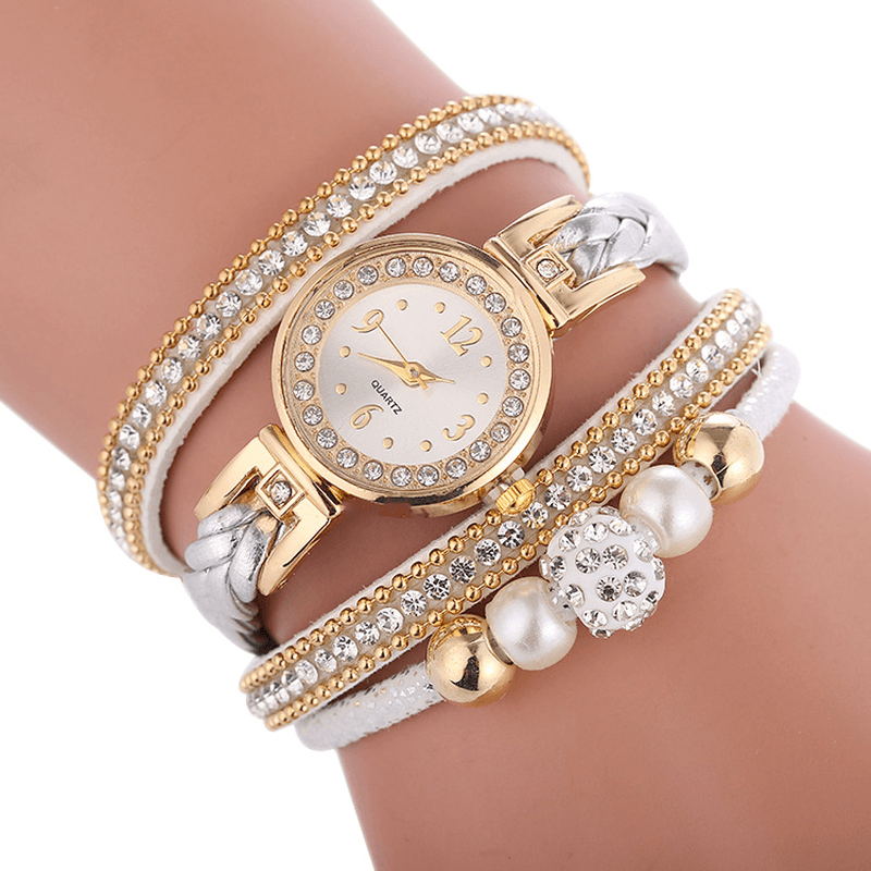 Fashion Circle Bracelet Diamond Simple Dial Ladies Dress Women Quartz Watch - MRSLM