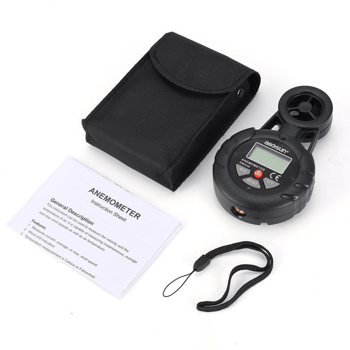 ALL SUN EM2240 Digital Anemometer Thermometer Wind Air Speed Gauge Meter Windmeter Temperature Tester Poratable Measuring - MRSLM