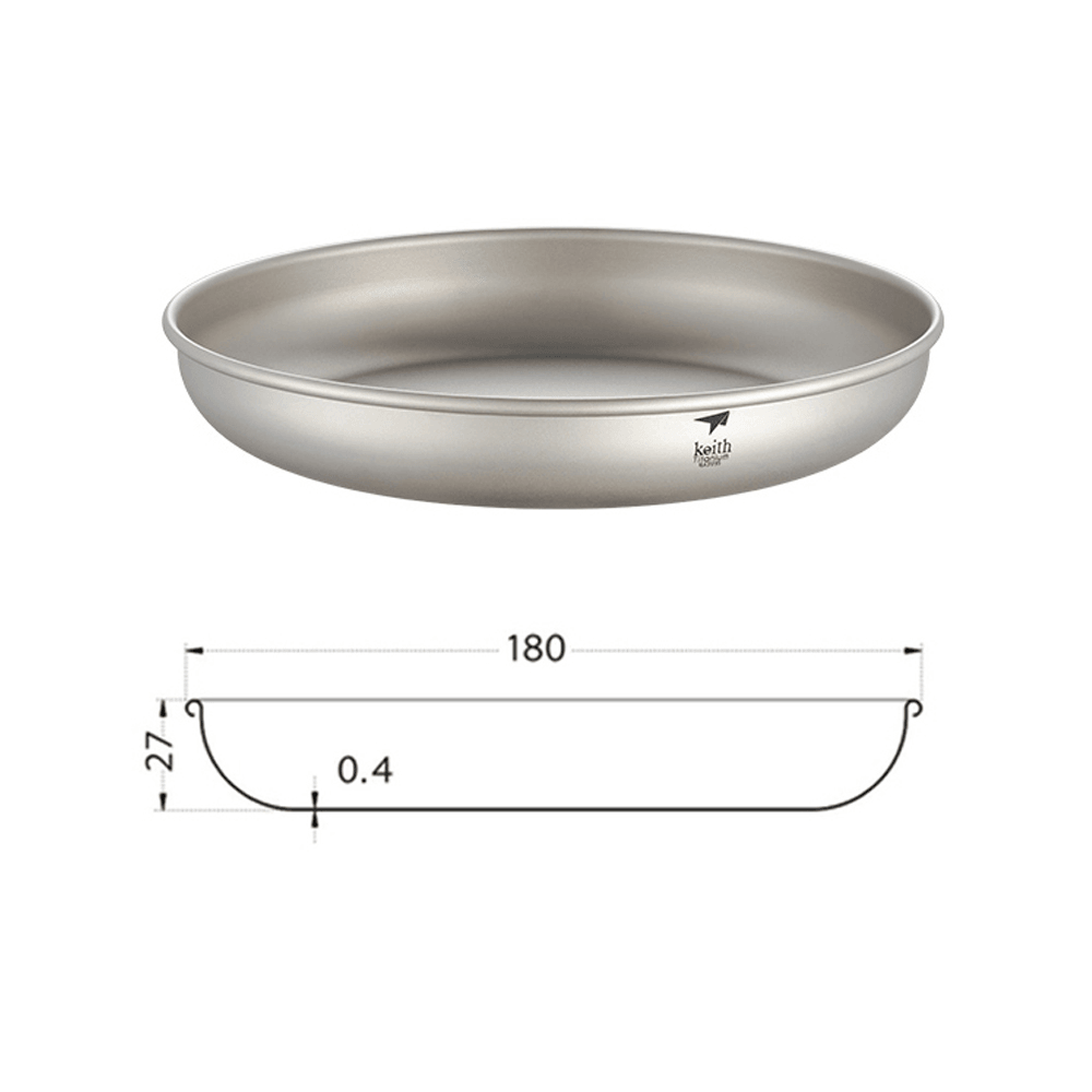 Keith 250/300/400/450ML Titanium Plates Tableware Dishes Ultralight Portable Outdoor Camping Picnic Travel - MRSLM