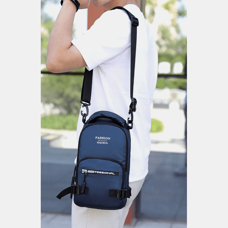 Men Fashion Waterproof Light Weight Sports Chest Bag Backpack with USB Charging Port - MRSLM