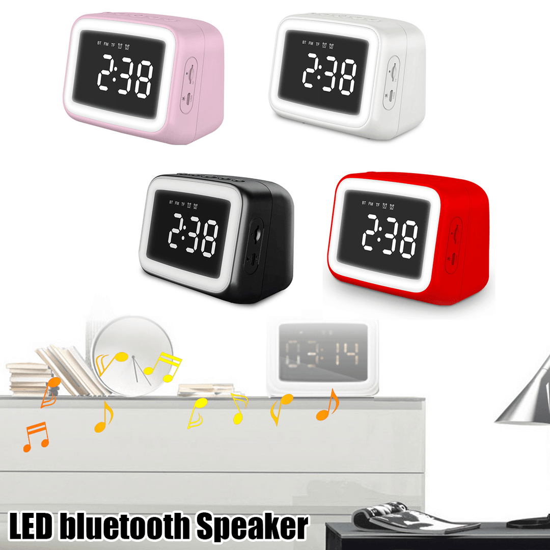 Digital Alarm Clock FM Radio Wireless Bluetooth 5.0 LED Mirror with Speaker - MRSLM