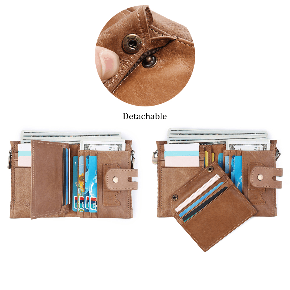 Men Women Retro Genuine Leather Wallet Card Holder - MRSLM