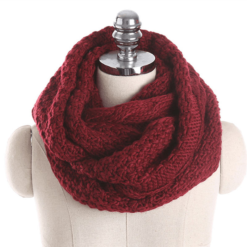 Women Solid Knitted Collar Scarves Warm Neck Scarves - MRSLM