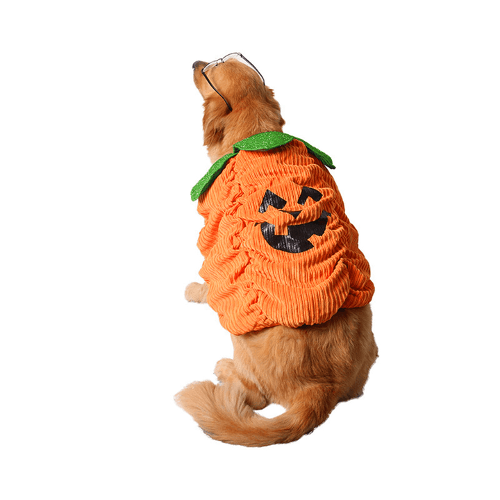 Dog Halloween Costume Dog Collar Pumpkin Design Creative Funny Pet Clothes Decorations - MRSLM