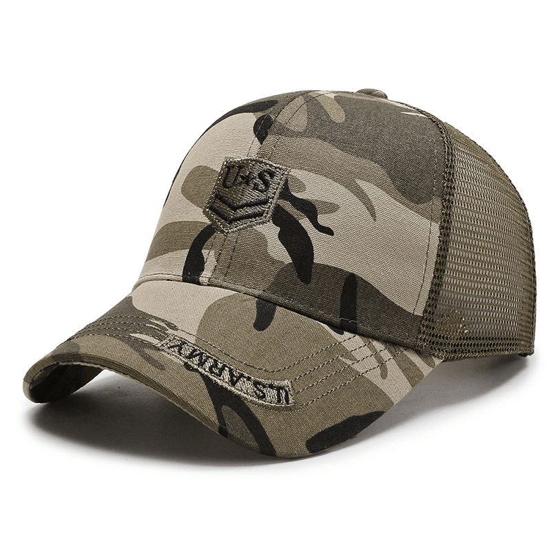 Hat Men'S Camouflage Army Cap Fashion Embroidery Mesh Cap Breathable Outdoor Sports - MRSLM