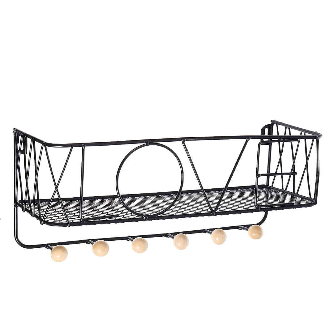 Iron Wall Mounting Shelf Hook Storage Rack Hanging Ledge Holder Home Decoration - MRSLM