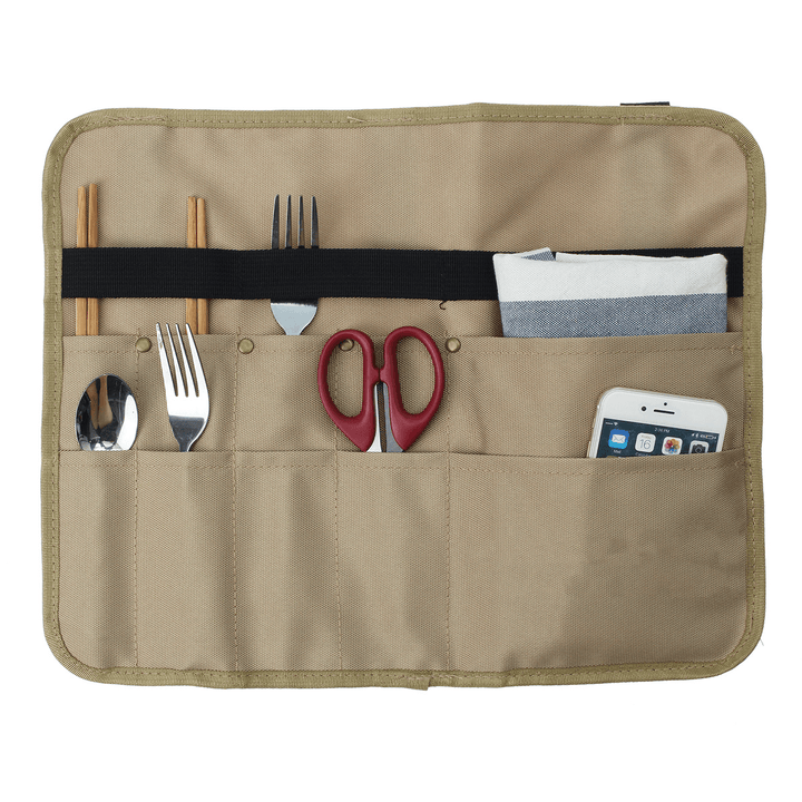 900D Oxford Cloth Tableware Storage Bag Camping Picnic BBQ Triangle/Rectangle Dinnerware Hanging Holder Bag Outdoor Organizer - MRSLM