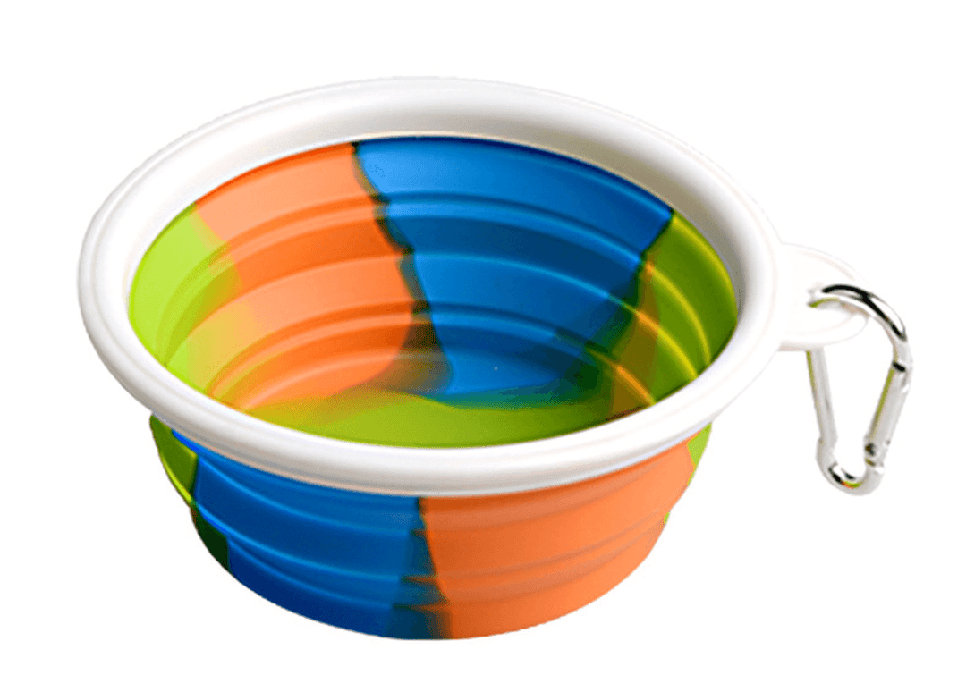 Camouflage Silicone Bowl Collapsible Portable Out Pet Bowl Cat and Dog Universal - MRSLM