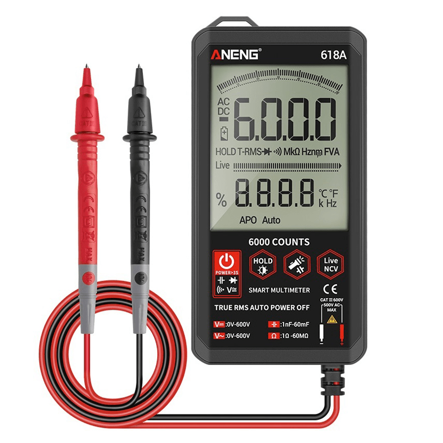 ANENG 618A Digital Multimeter Professional Smart Touch DC Analog True RMS Auto Tester Capacitor NCV Testers Meter - MRSLM