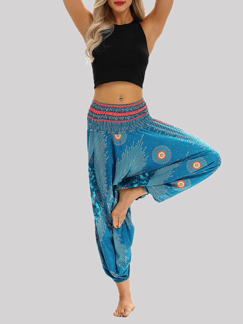 High Waist Thai Ethnic Print Casual Loose Yoga Harem Pants - MRSLM