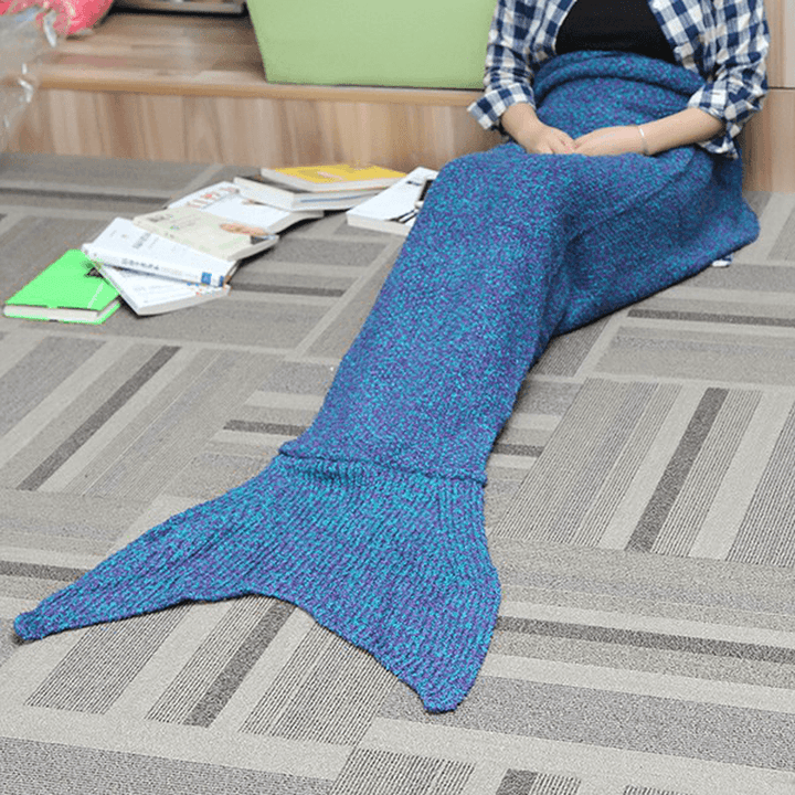 Two Size Thick Needle Yarn Knitting Mermaid Tail Blanket Woman Warm Super Soft Bed Mat - MRSLM