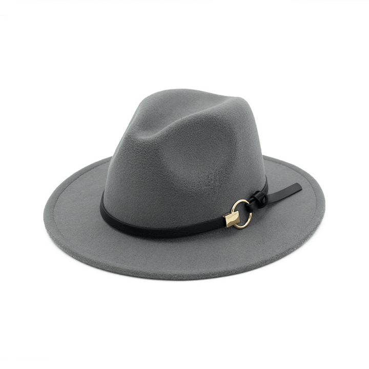 Simple Belt Flat Brim and Big Rim All-Match Jazz Hat - MRSLM