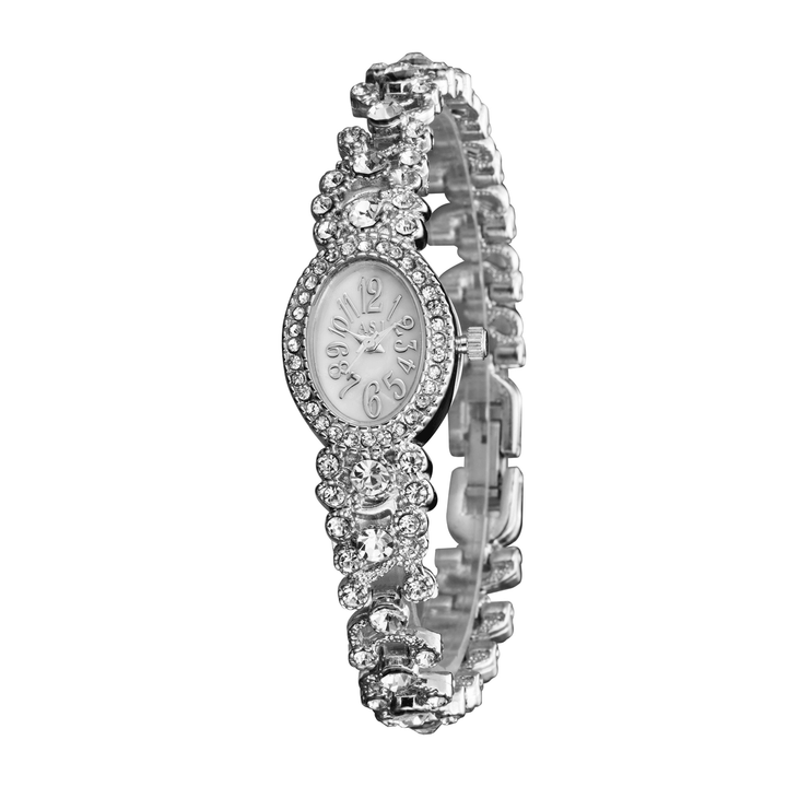 Deffrun ASJ Luxury Delicate with Diamonds Oval Dial Women Waterproof Stainless Steel Strap Quartz Watch - MRSLM