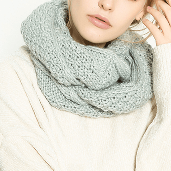 Women Solid Knitted Collar Scarves Warm Neck Scarves - MRSLM