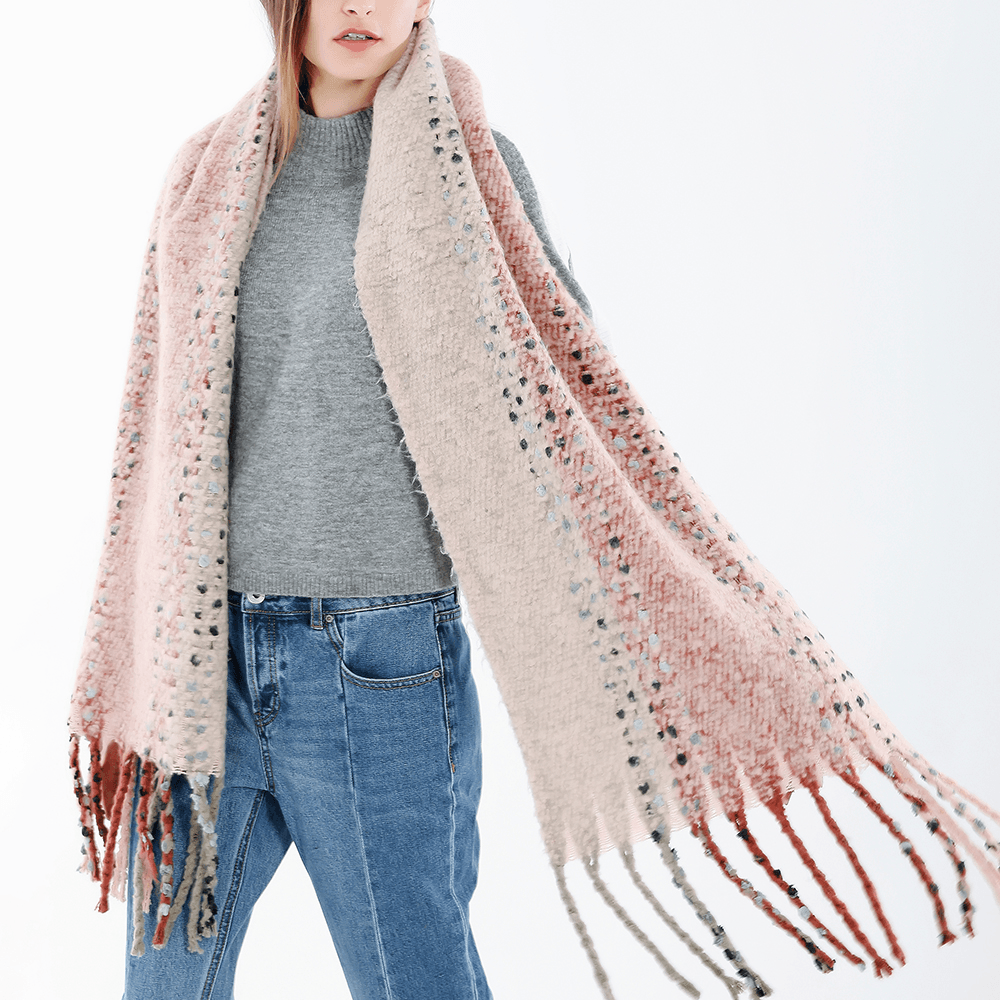 190*56 CM Women Winter Warm Vintage Artificial Cashmere Scarf with Tassel Long Shawl - MRSLM