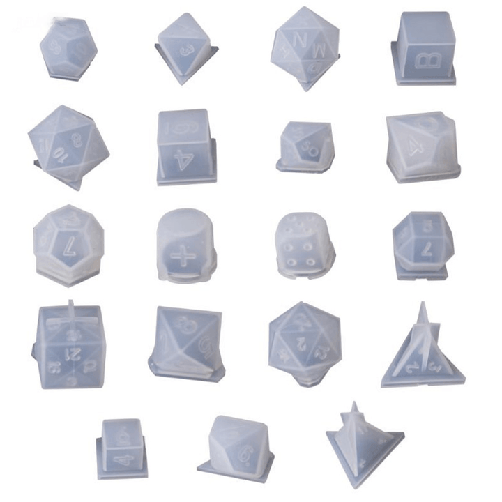 7/19Pcs/Set Dice Fillet Square Triangle Dice Mold Dice Digital Game Silicone Mould - MRSLM