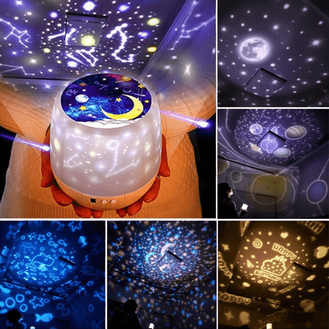 Rotation LED Night Light Ceiling Projector Kids Star Sky Moon Baby Bedroom Atmosphere Making - MRSLM