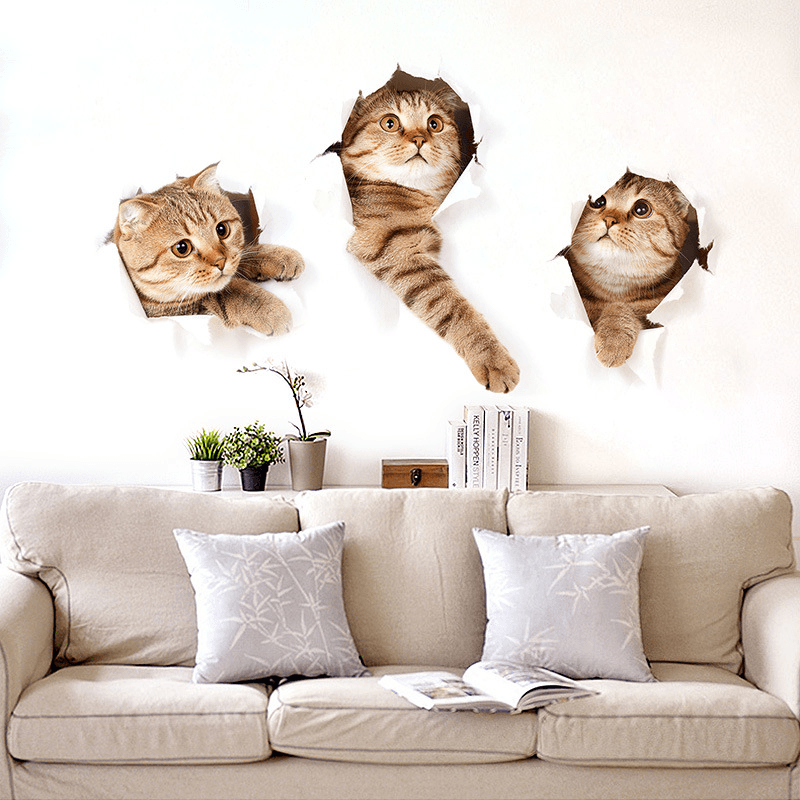 Miico 3D Creative PVC Wall Stickers Home Decor Mural Art Removable Cat Wall Decals - MRSLM