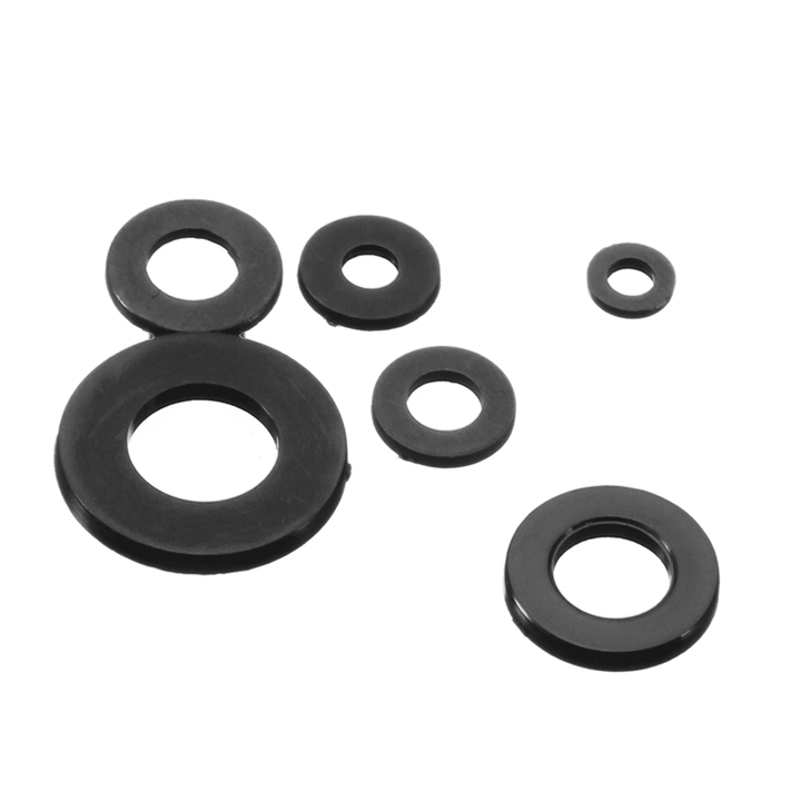 Suleve™ MXNW1 500Pcs White Black Flat Nylon Washer Lock Washers Gasket Kit M2-M8 - MRSLM