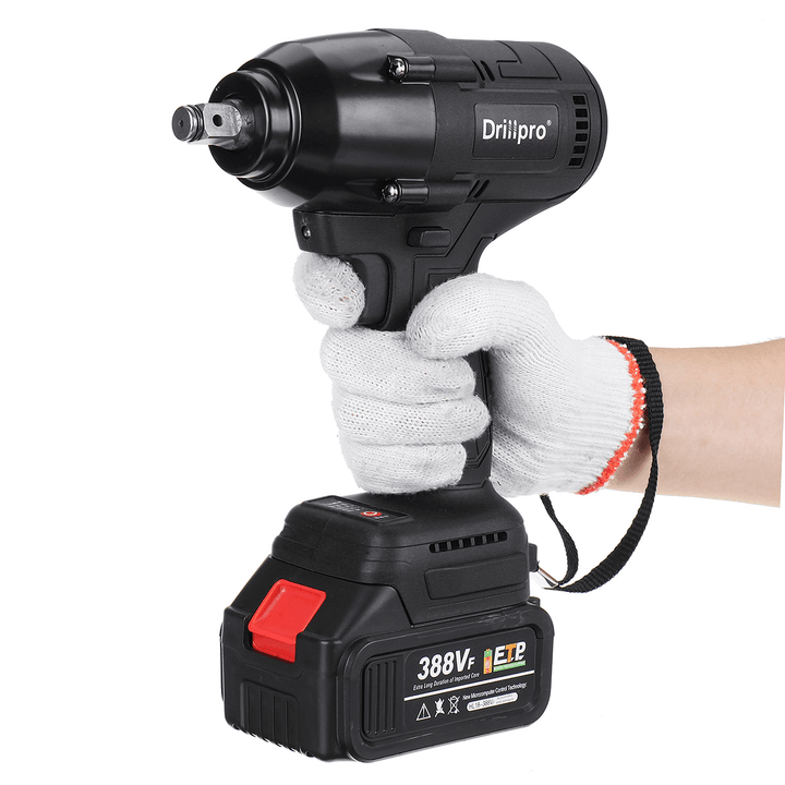 Drillpro 1/2"Handheld Cordless Electric Wrench with 1 or 2 Battery Brushless Wrench Tool - MRSLM