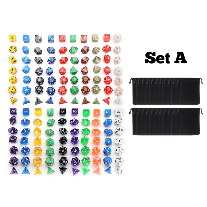 140Pcs/280Pcs Polyhedral Dices for Dungeons & Dragons Desktop Games with Storage Bags - MRSLM