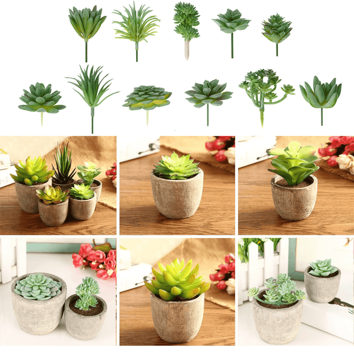 11Pcs/Set Artificial Succulent Flower Floral Plants Home Garden DIY Landscape Decorations - MRSLM