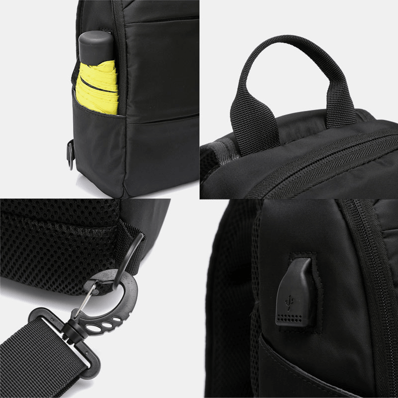 Men Oxford Large Capacity USB Charging Multi-Layers Waterproof Crossbody Bag Chest Bag Sling Bag - MRSLM