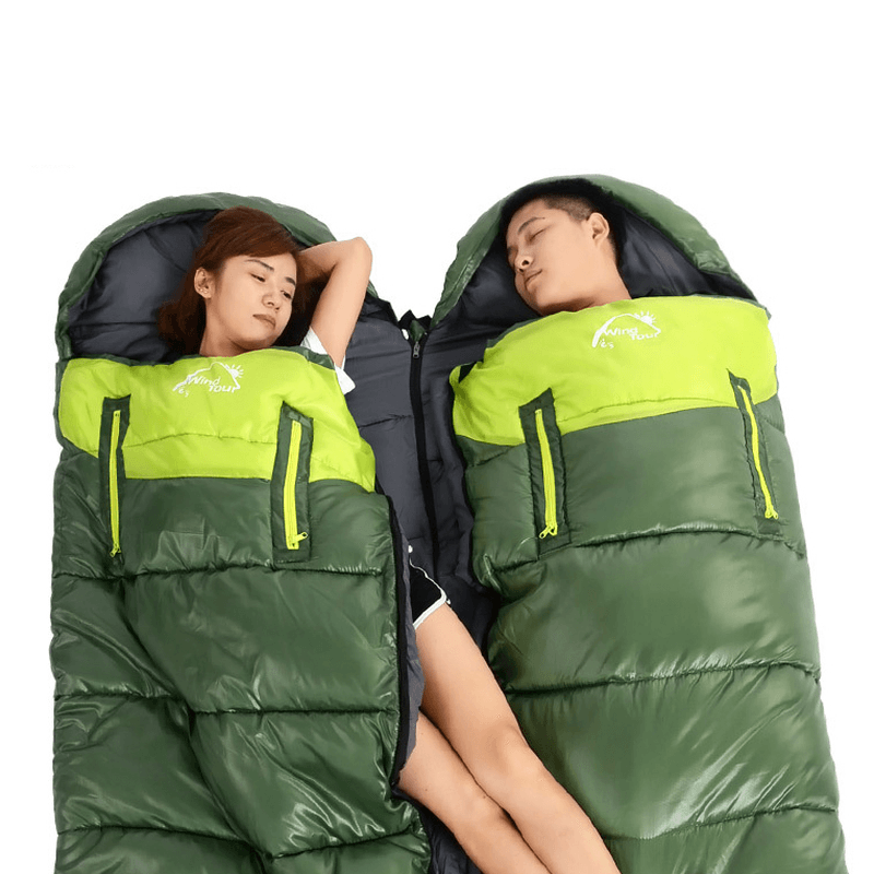 WIND TOUR Adults Spliceable 1.5KG Cotton Sleeping Bags Outdoor Sports Thicken Hiking Camping Warm Sleeping Bag - MRSLM