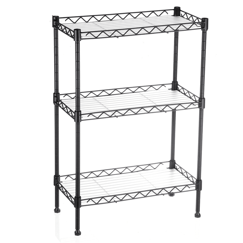 3 Tier Multi-Function Storage Cart Shelf Rack Organizer Adjustable with 4 Hooks - MRSLM