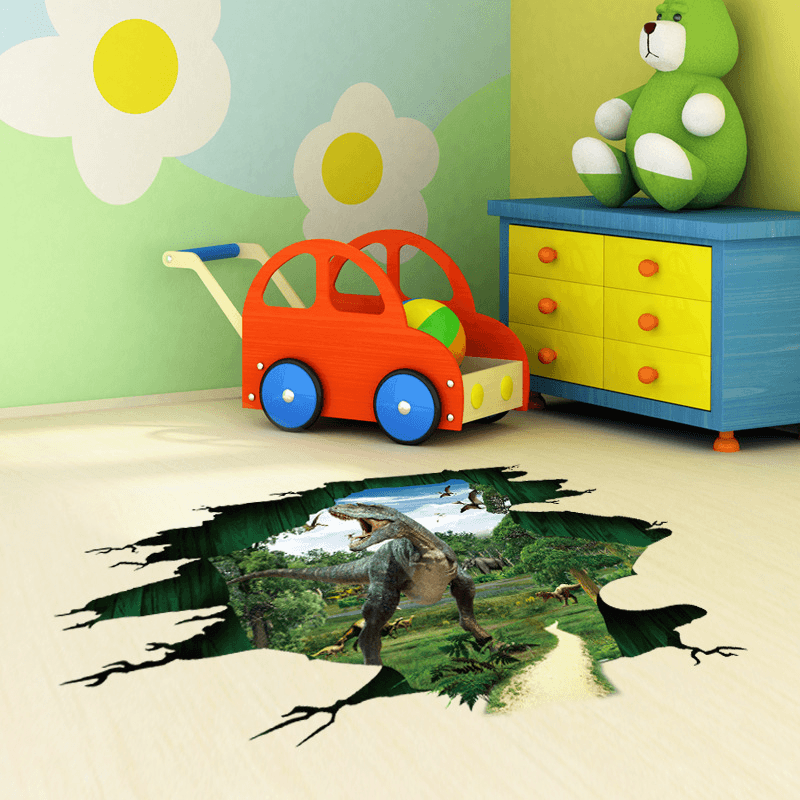 Miico Creative 3D Dinosaur Waterproof Removable Home Room Decorative Wall Door Decor Sticker - MRSLM