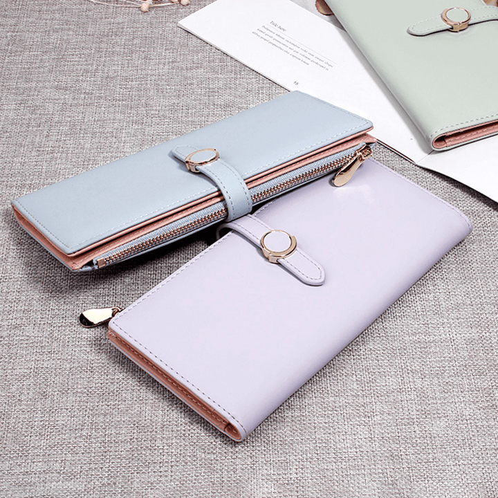 Women Faux Leather Double Fold Fashion Purse Card Holder - MRSLM