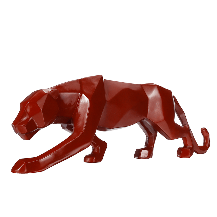 Geometric Leopard Art Sculpture Statue Figure Ornament Resin Panther Home Office Decorations - MRSLM