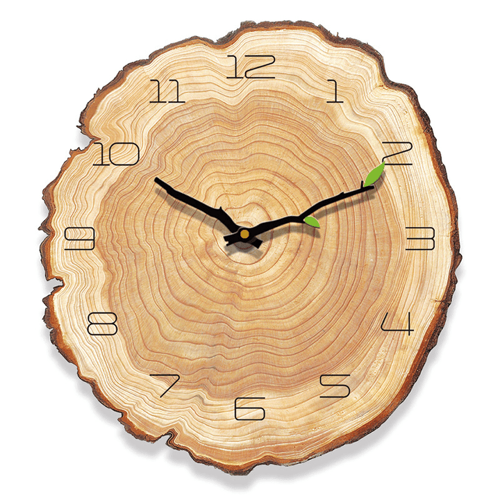 MW002 Creative Wooden Pattern Wall Clock Mute Wall Clock Quartz Wall Clock for Home Office Decorations - MRSLM