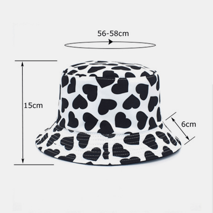 Women & Men Love Print Pattern Double-Sided Outdoor Casual Sunshade Bucket Hat - MRSLM