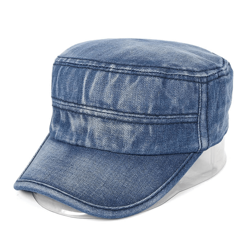 Men'S and Women'S Old Washed Denim Flat Hats - MRSLM