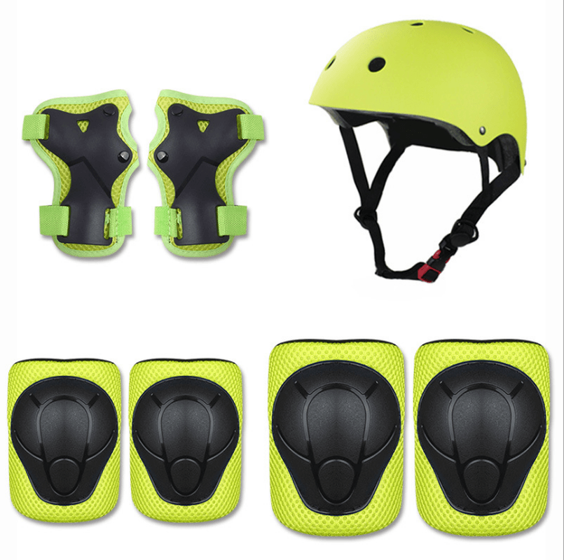 7Pcs/Set Kids Sport Protetive Kit Children Bicycle Helmet + Knee Wrist Guard + Elbow Pad Set for Roller Skating Mountain Road Bike Cycling - MRSLM